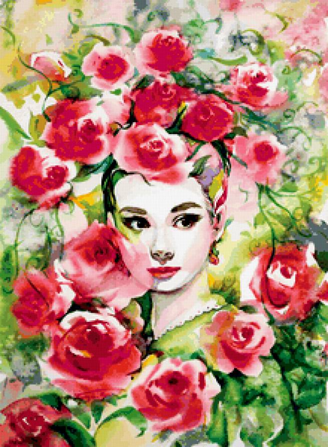 Серия "Девушка в цветах" - букет, девушка, цветы - предпросмотр