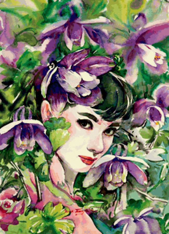 Серия "Девушка в цветах" - цветы, девушка, букет - предпросмотр