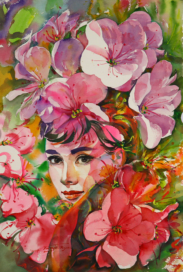 Серия "Девушка в цветах" - девушка, цветы, букет - оригинал