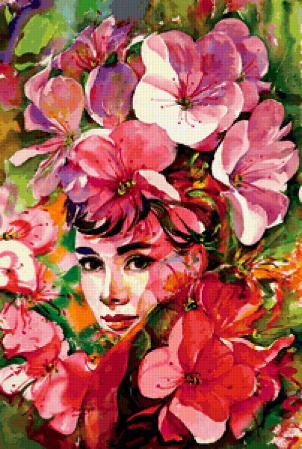 Серия "Девушка в цветах" - девушка, букет, цветы - предпросмотр