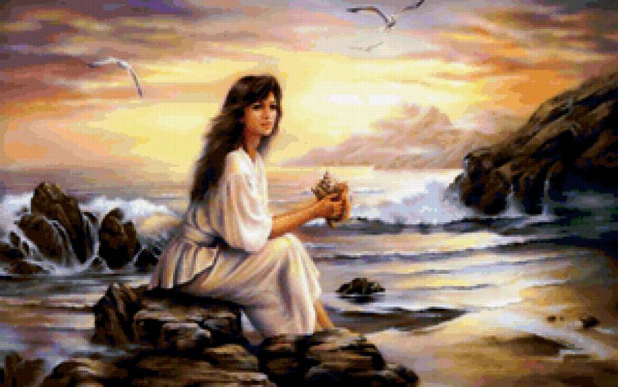 на берегу моря - вода, лето, женский образ - предпросмотр