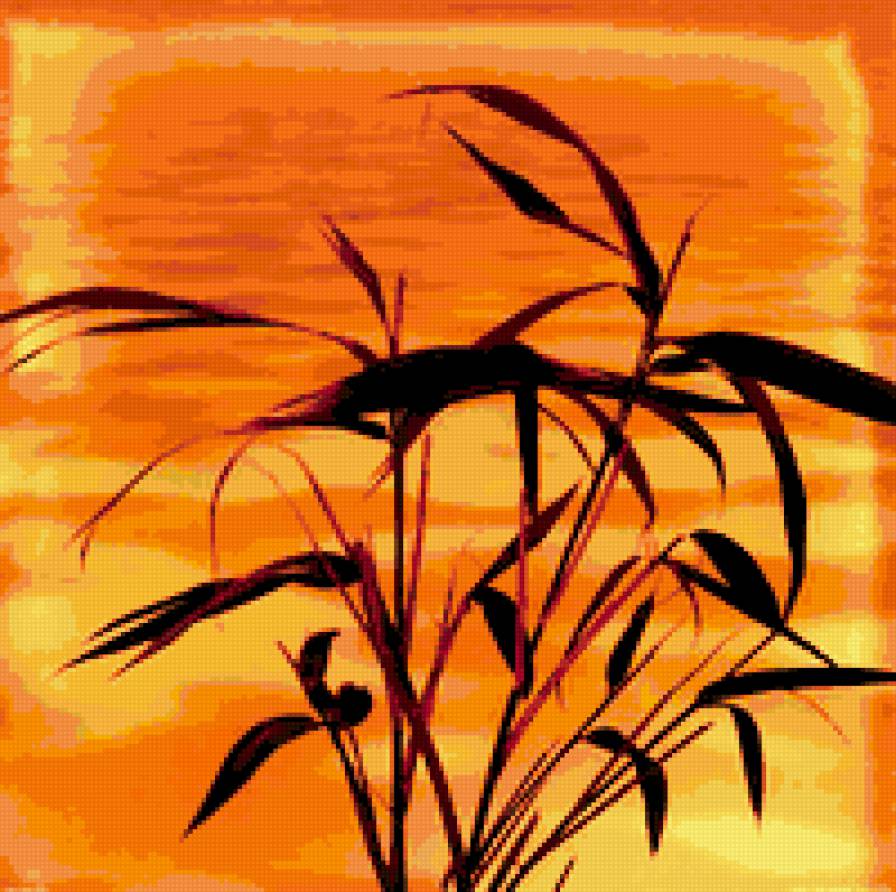 бамбук - растения, монохром, бамбук, подушка - предпросмотр