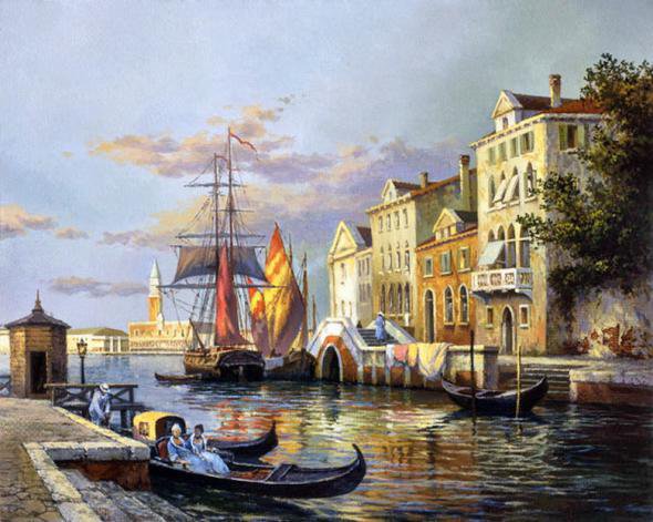 Венецианский канал - город, пейзаж, венеция, улица - оригинал