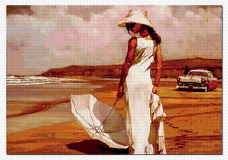 Девушка с зонтом - женский образ, девушка, пляж - предпросмотр
