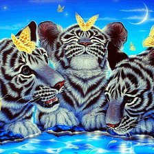 Оригинал схемы вышивки «Забавные тигрята» (№413085)