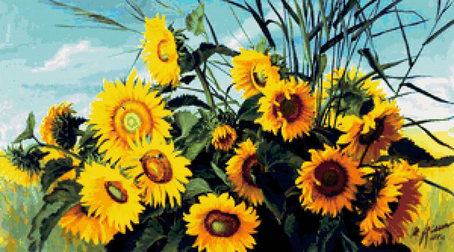 №413325 - живопись, подсолнухи, цветы - предпросмотр