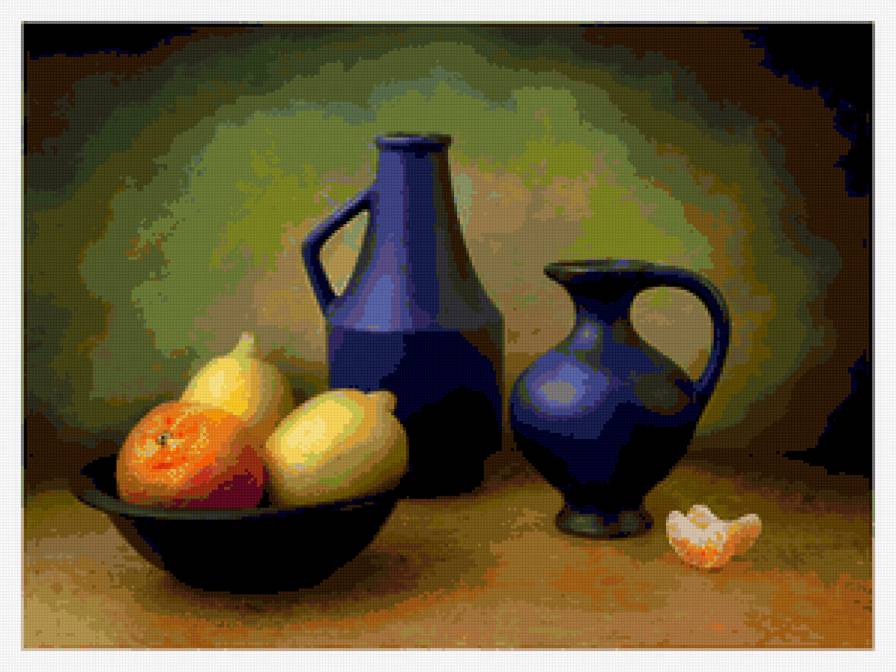 серия ,,натюрморт" - натюрморт.фрукты.кувшин - предпросмотр