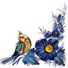 Птица на цветах