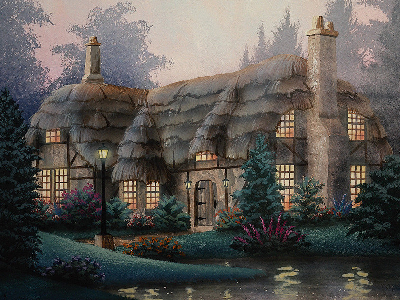 Вечер - дом, пейзаж - оригинал