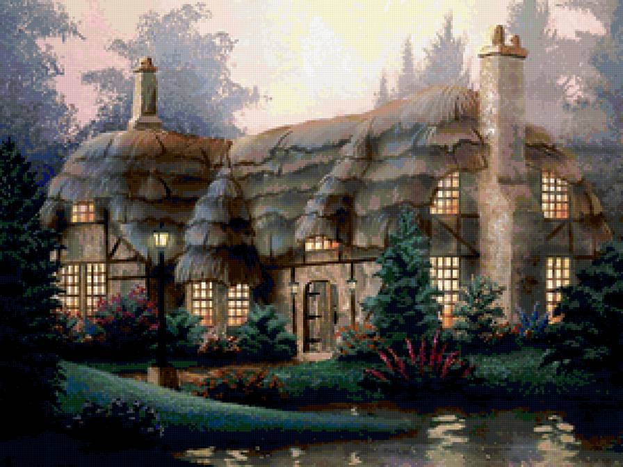 Вечер - дом, пейзаж - предпросмотр