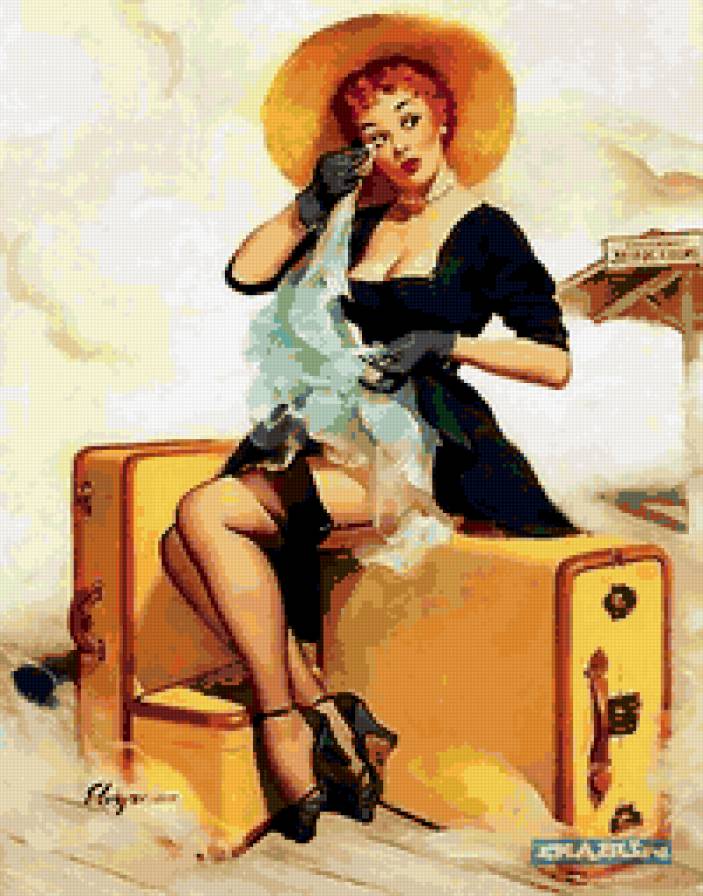 девушка на чемоданах - предпросмотр