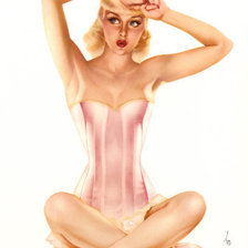 Схема вышивки «девушка в розовой комбинации»