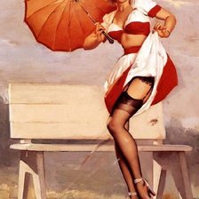 Схема вышивки «девушка с зонтом»