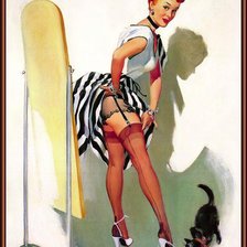 Схема вышивки «девушка и кот»