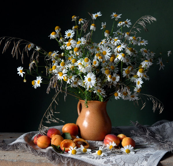 Цветы и натюрморты от Юлии Овчинниковой - фрукты, натюрморт, ромашки, букет, цветы - оригинал