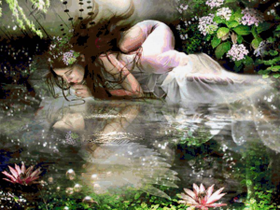 девушка у озера - предпросмотр