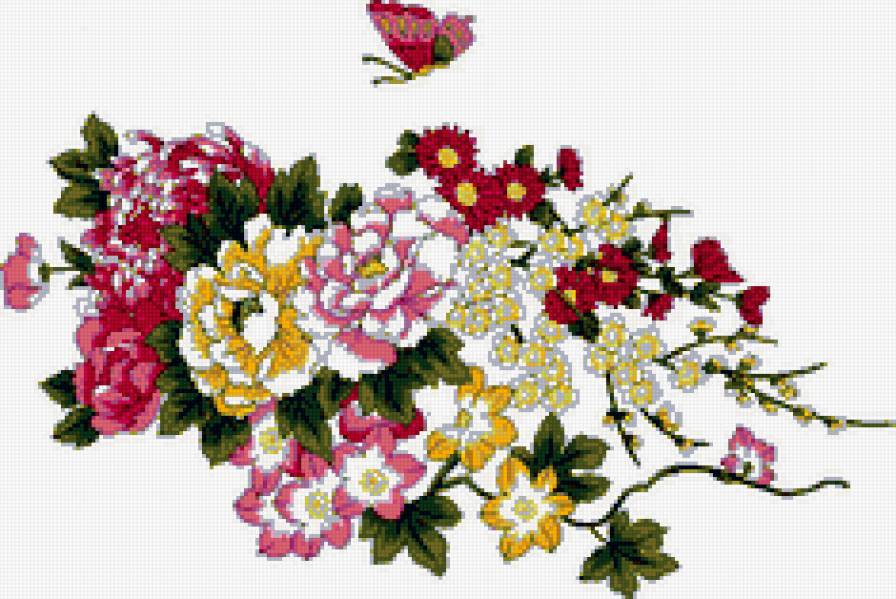 цветы - природа, цветок, пионы, натюрморт, картина, пион, бабочка - предпросмотр