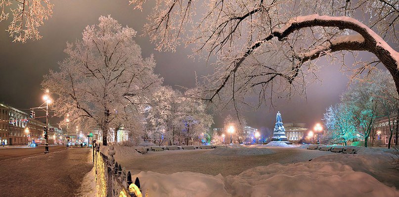 Зимний вечер - зима, огни, вечер, санкт-петербург, город - оригинал