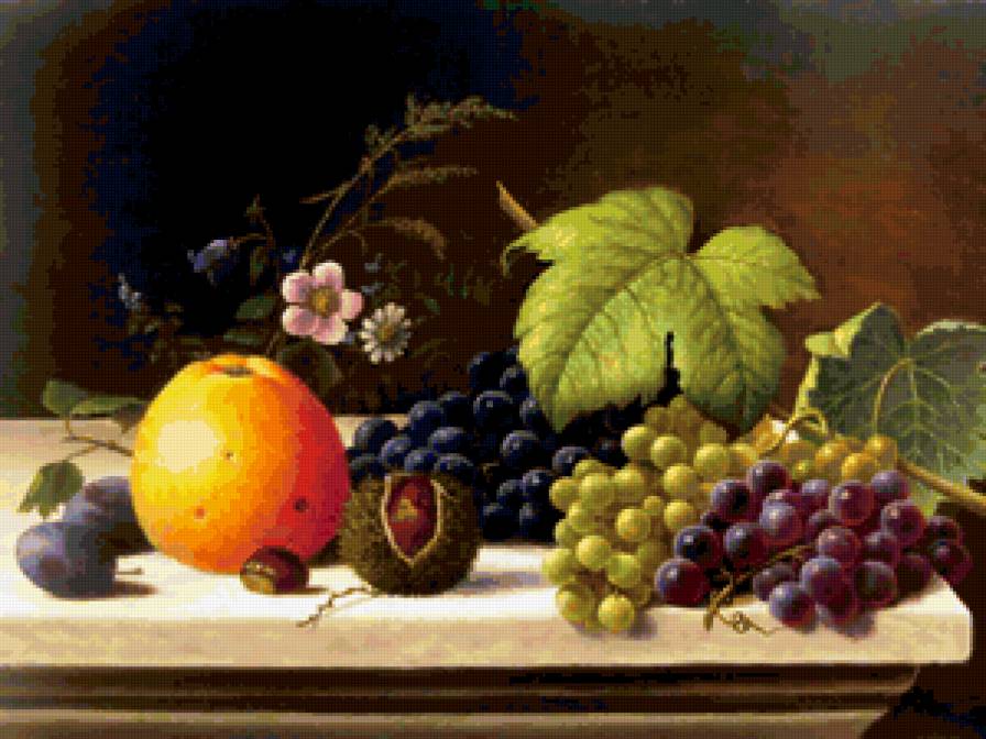 Натюрморт - натюрморт, фрукты, виноград - предпросмотр
