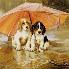 Схема вышивки «собаки под зонтом»