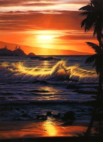 ночная волна - море, пейзаж, природа - оригинал