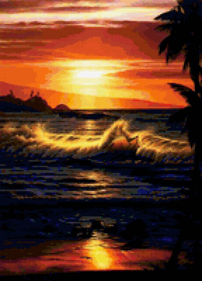 ночная волна - природа, море, пейзаж - предпросмотр