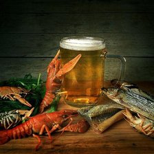Схема вышивки «Натюрморт с пивом и рыбой»