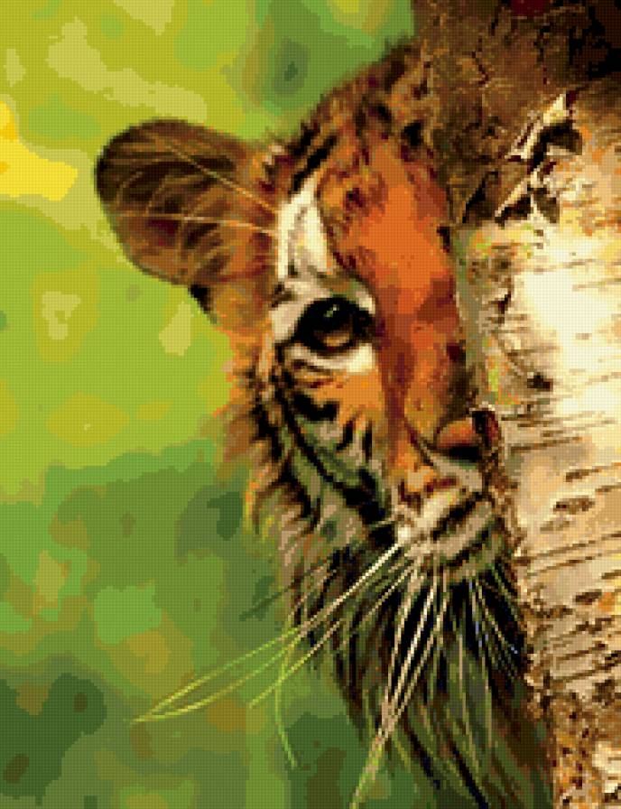 прятки - тигр, прятки, хищник, кошка, животное - предпросмотр