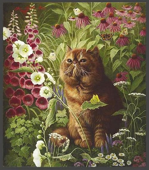 Серия "Кошки" - кошки, цветы, животные - оригинал
