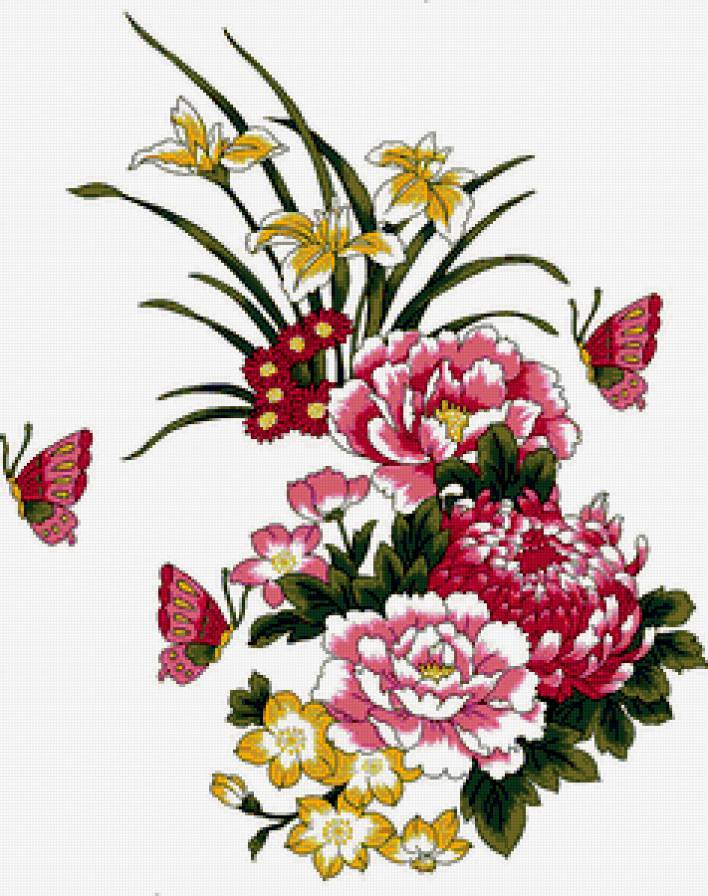 №416745 - бабочки, цветы, живопись - предпросмотр