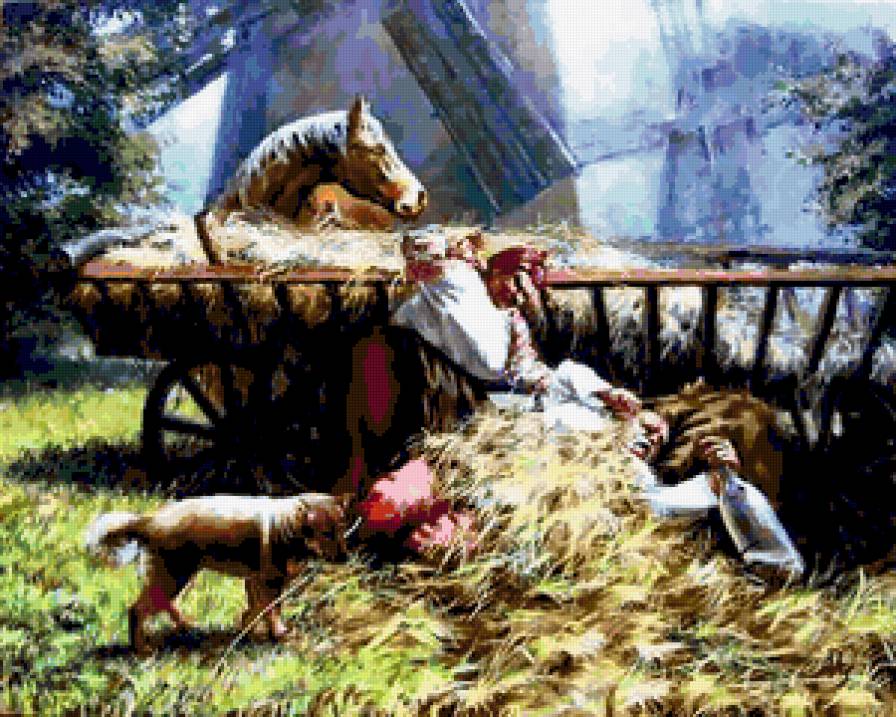 деревенская - картина, сельская жизнь - предпросмотр