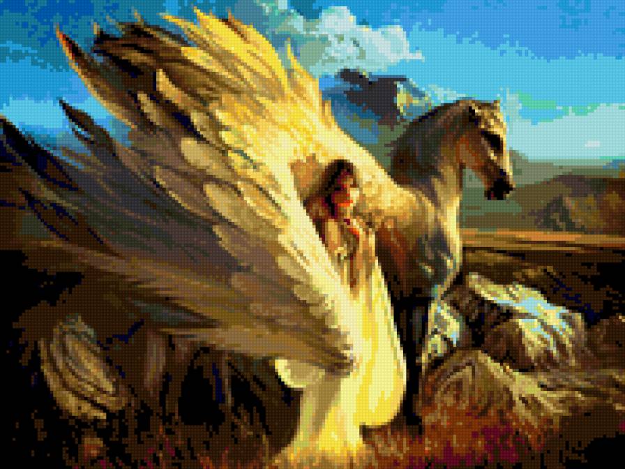 Девушка и пегас - предпросмотр