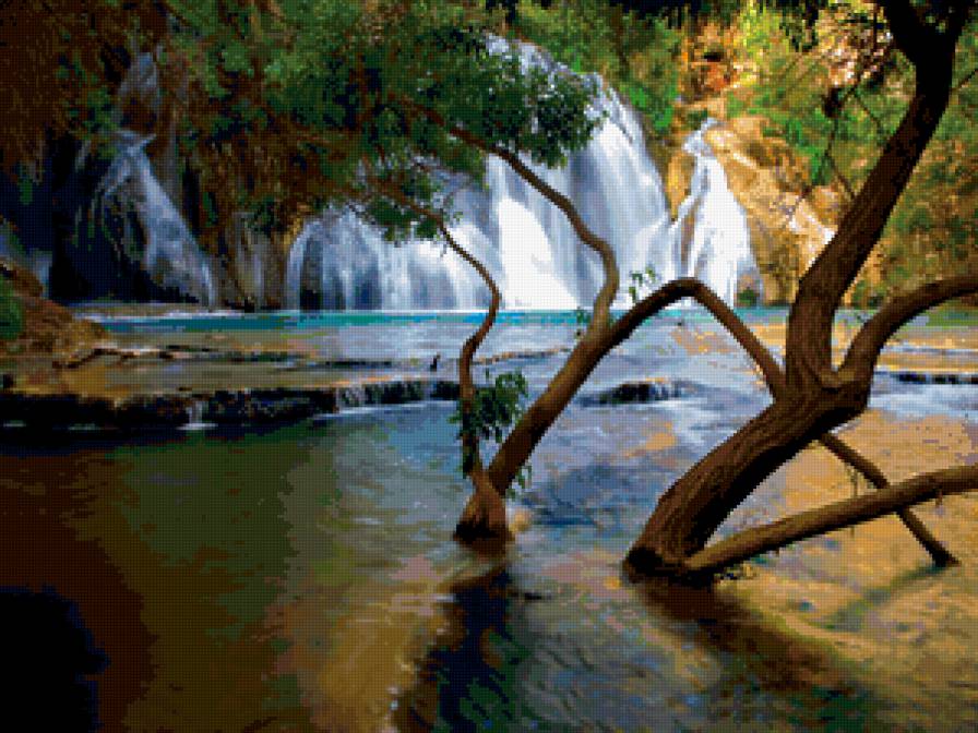 водопад - река, природа, водопад, пейзаж, лес - предпросмотр