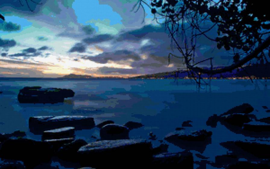 сумерки - пейзаж, вода, море, природа - предпросмотр