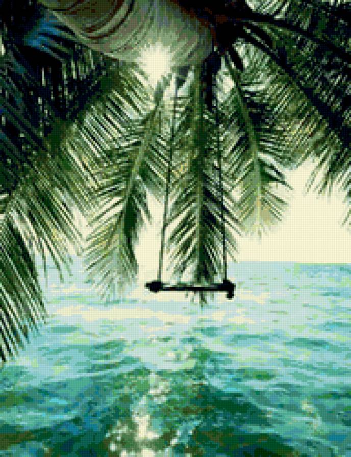 №417673 - море, отдых, пальма, качели - предпросмотр