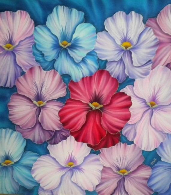 подушка "фиалки" - оригинал