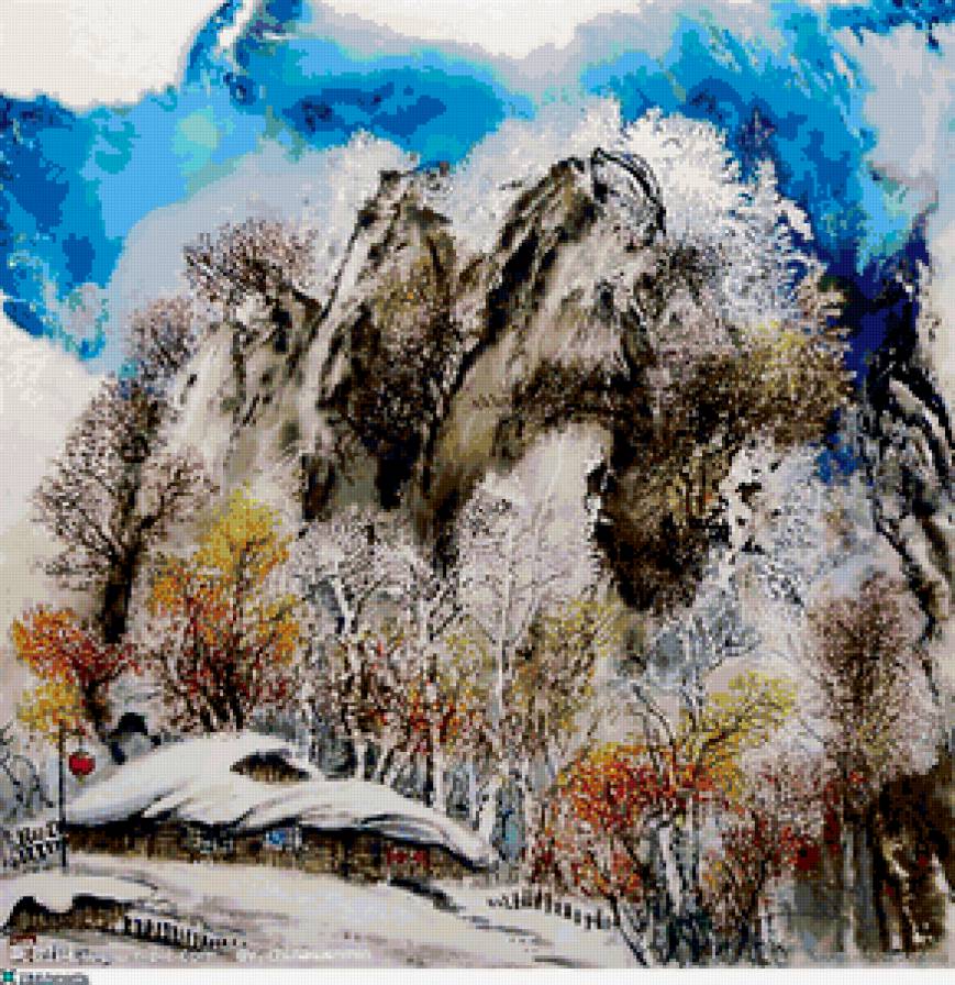 Серия "Пейзажи" - горы, зима, пейзаж, снег, домик - предпросмотр