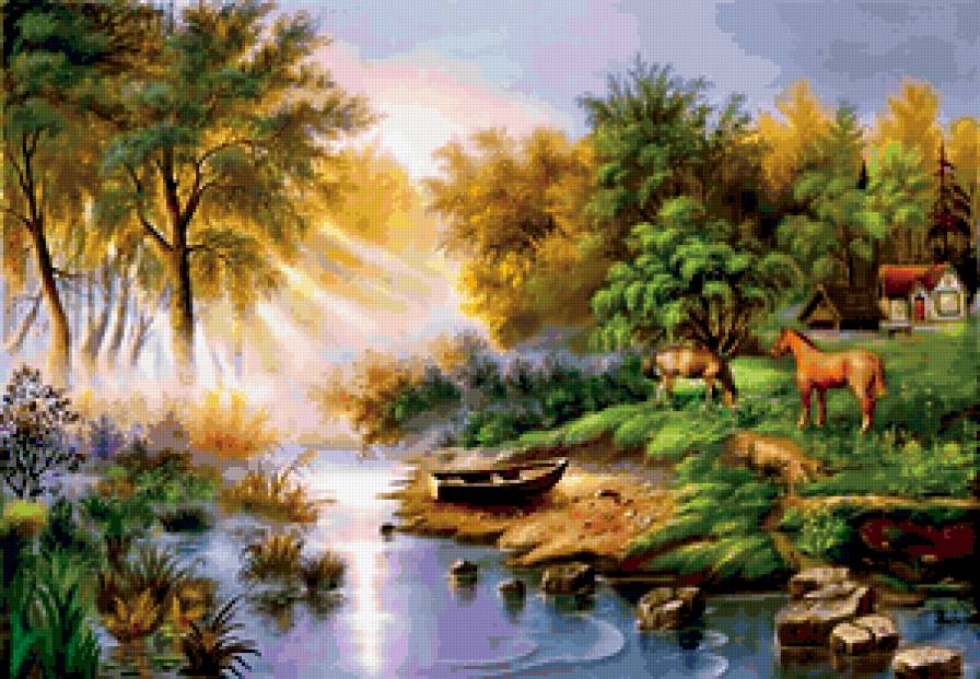 Рассвет на реке - река, пейзаж, рассвет - предпросмотр