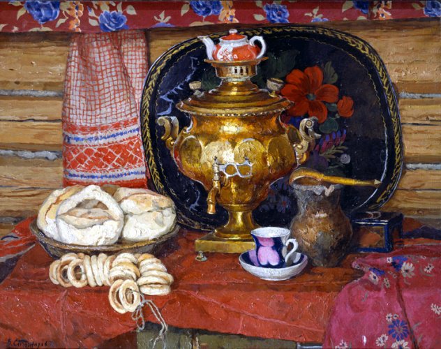 чай с баранками - по картинам художников - оригинал