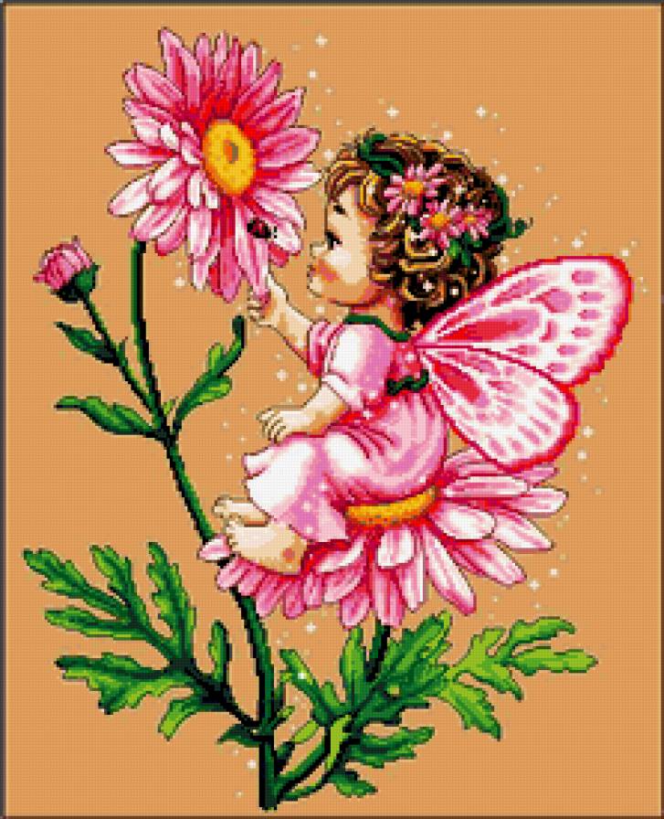 Фея хризантемы - феи, феечка, хризантемы, цветы, божья коровка, хризантема, фея - предпросмотр