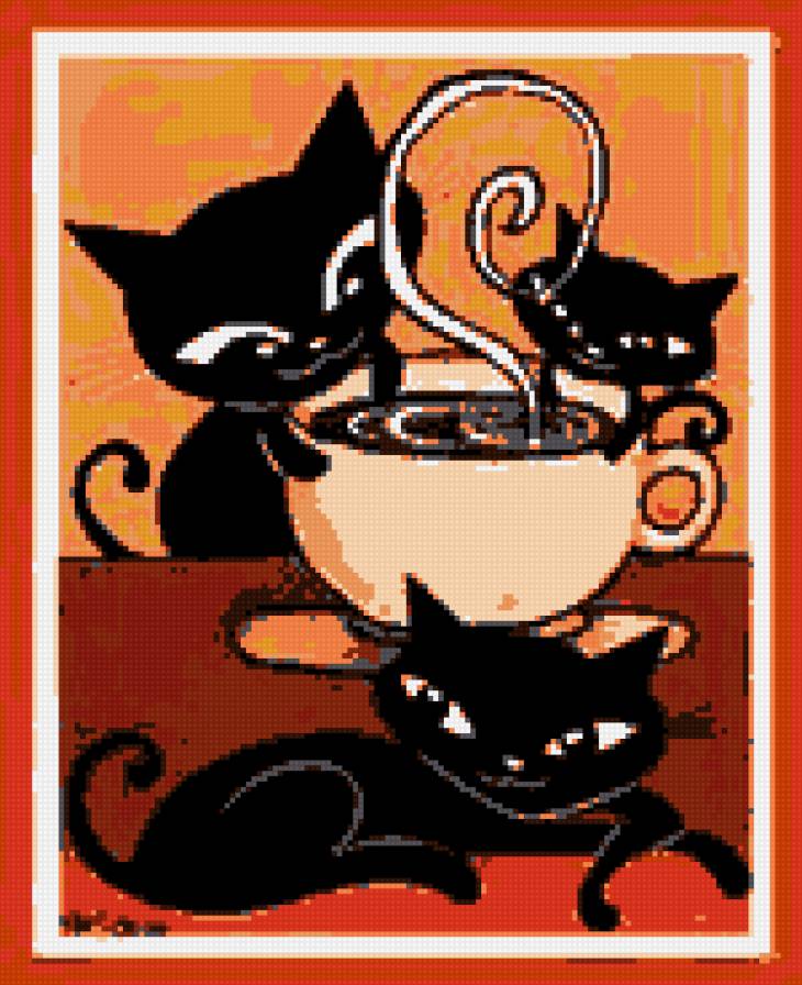 чашка кофе и коты - кухня, кофе, коты, чашка - предпросмотр