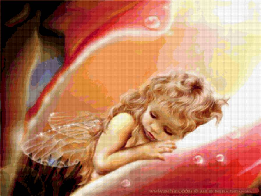 спящая феечка - эльфы, портрет, дети, девочка, фэнтези, феечка, живопись, феи - предпросмотр