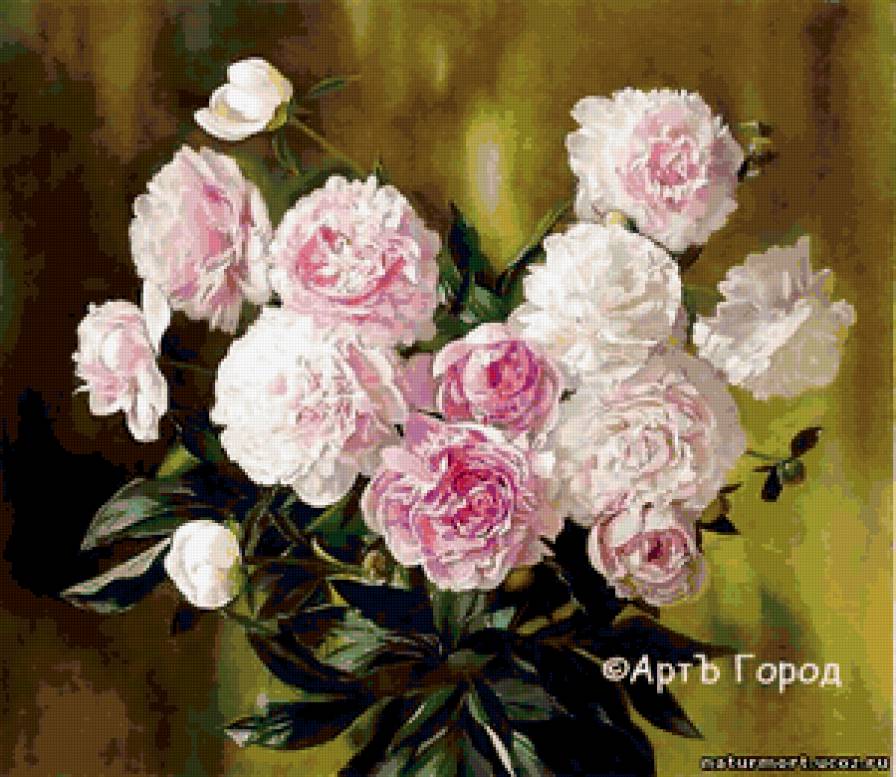 №418498 - пионы, букет, натюрморт, цветы, живопись - предпросмотр
