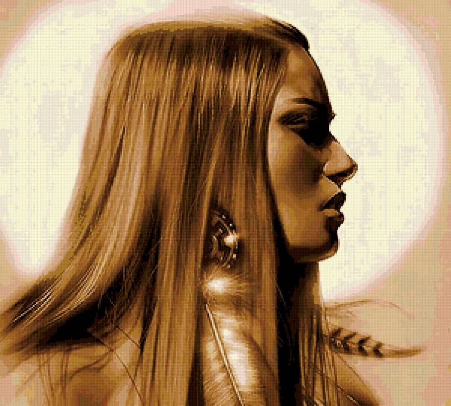 Красотка - портрет, индейцы, девушка - предпросмотр