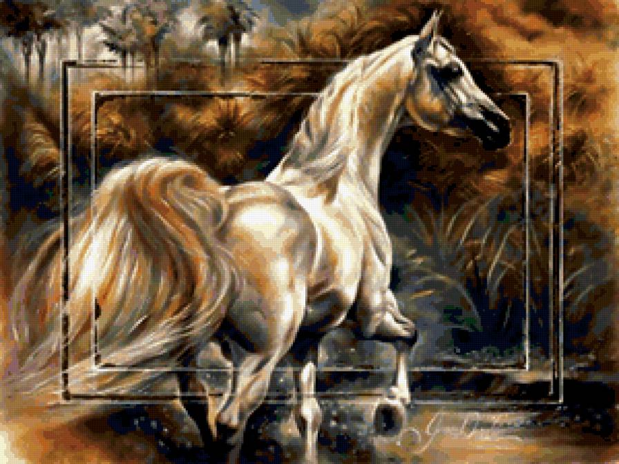 Серия "Кони" - река, лошади, кони, животные, пейзаж - предпросмотр