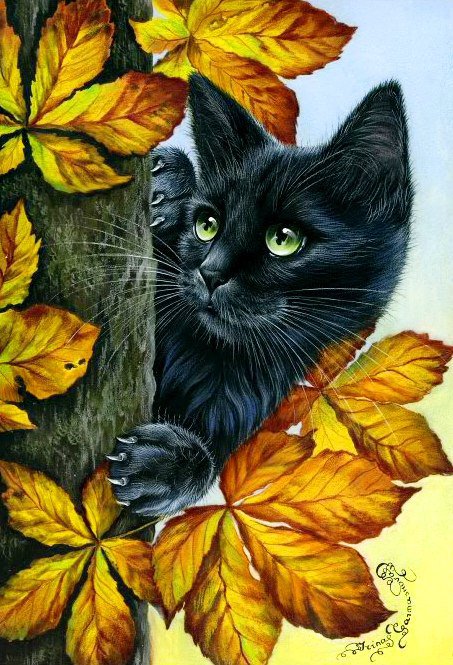 Осенний котенок - котенок кошка осень - оригинал