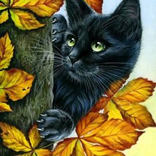 Оригинал схемы вышивки «Осенний котенок» (№419150)