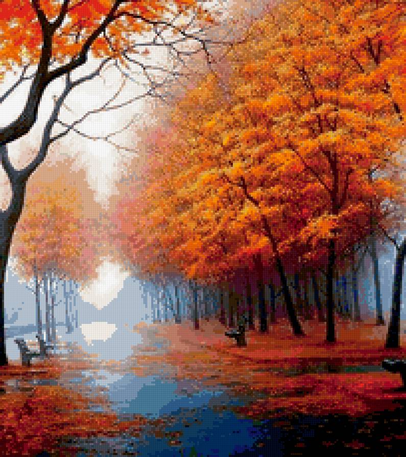 Золотая осень. - золотая осень, деревья, аллея - предпросмотр