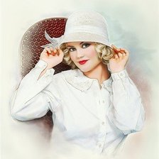 Схема вышивки «девушка в шляпке»