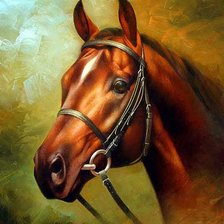 Схема вышивки «"Голова рыжей лошади" А.Брагинский»